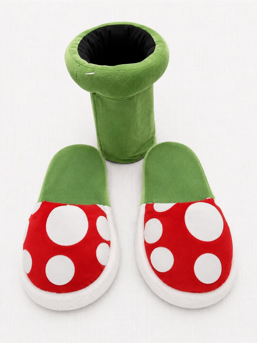Green & Red Polka Dot Cozy Slippers